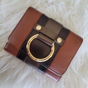 Lancel Bifold Wallet Coin Purse Leather Brown Tan